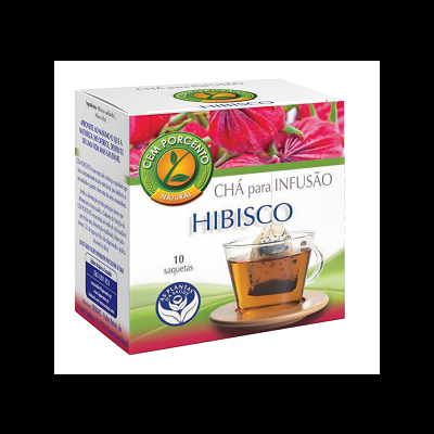 Caixa de chá para infusão hibisco com 10 saquetas e selo natural