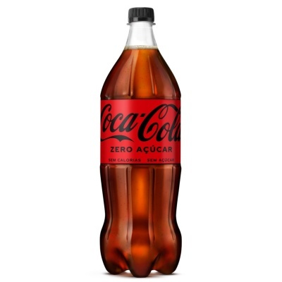 Garrafa plástica de Coca-Cola Zero Açúcar com rótulo vermelho e texto preto