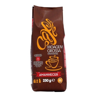 Pacote de café moído Cafe Moagem Grossa 250g castanho e amarelo