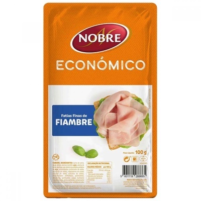 Pacote de fiambre Nobre Econômico com fatias finas visíveis