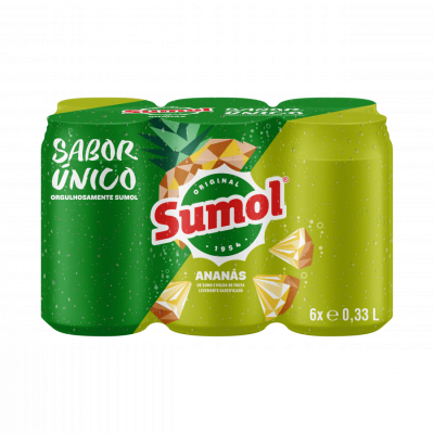 Pack 6 latas refrigerante Sumol sabor ananás 0,33L