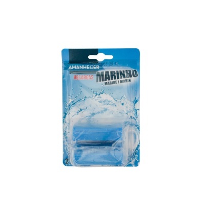 Recarga azul para ambientador Amanhecer Marinho em embalagem plástica