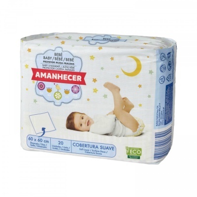 Pacote branco de protetor muda fraldas Amanhecer com estrelas e imagem de bebé