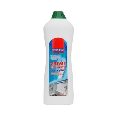 Frasco de creme de limpeza AMANHECER, 750 ml, plástico branco com tampa verde