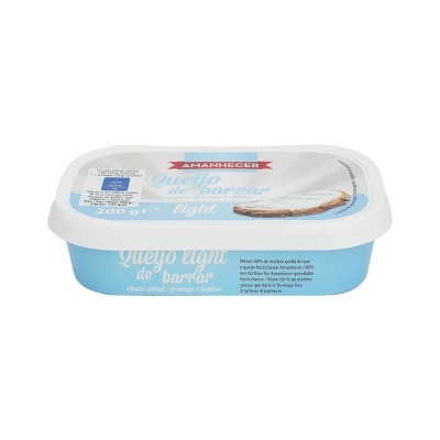 Embalagem de queijo light de barrar Amanhecer 200 g azul e branco