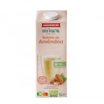 Embalagem de bebida vegetal de amêndoa Amanhecer, 1 litro, bege