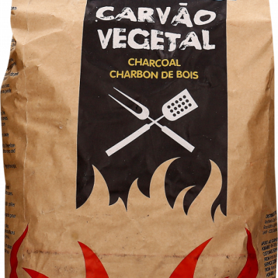 Saco de carvão vegetal AMANHECER de 5 kg com design de chamas e utensílios de churrasco