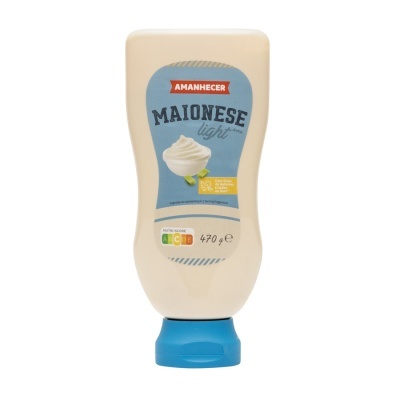 Frasco de maionese light da marca Amanhecer com tampa azul