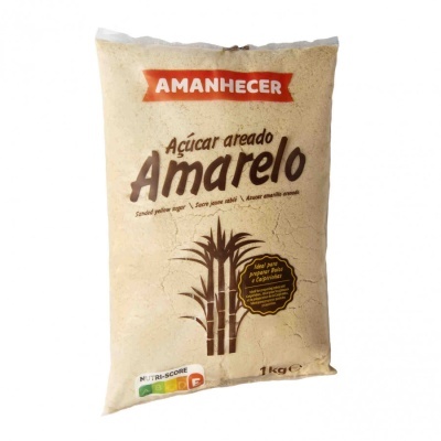 Pacote de açúcar amarelo da marca Amanhecer 1 kg
