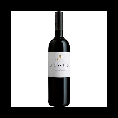 Garrafa de vinho tinto Herdade dos Grous com rótulo branco