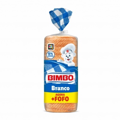 Embalagem de pão BIMBO Branco com ursinho e texto AGORA +FOFO