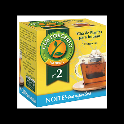 Caixa de chá CEM PORCENTO NATURAL número 2 Noites tranquilas com 10 saquetas