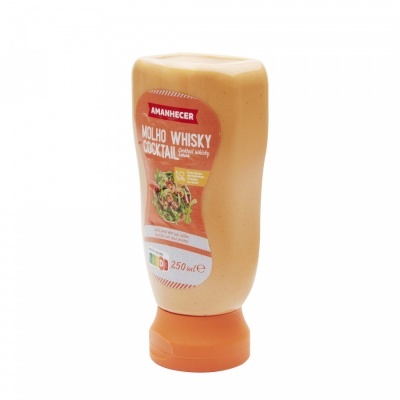 Frasco de molho whisky cocktail Amanhecer, 250 ml, plástico castanho claro com tampa laranja