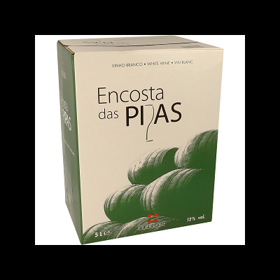 Caixa de vinho branco Encosta das Pias com imagem de uvas verdes