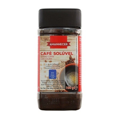 Frasco de café solúvel Amanhecer 100g com tampa preta