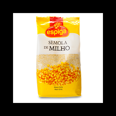 Pacote de sêmola de milho Espiga amarelo e branco
