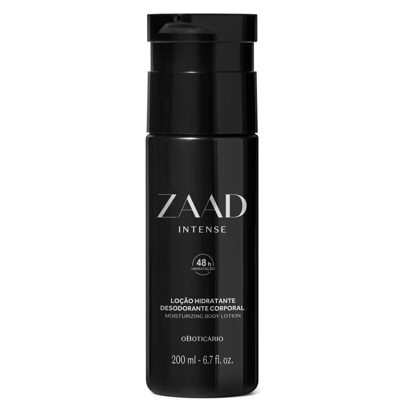 63736 Loção Hidratante Corporal Zaad Intense 200ml Frasco preto Zaad Intense loção hidratante desodorante corporal 200 ml oBoticário