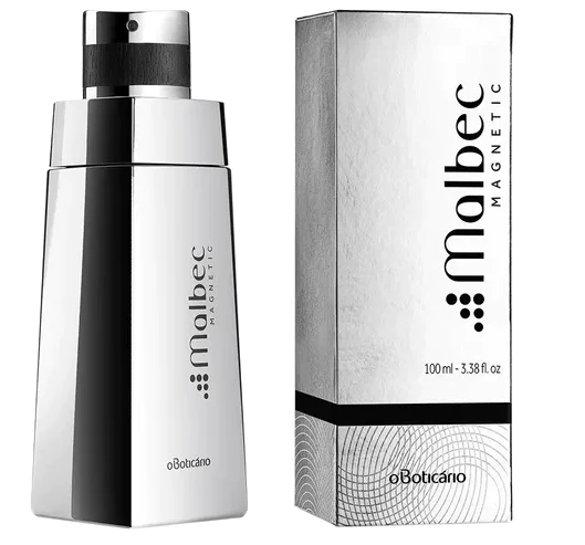 60011 MALBEC MAGNETIC EAU DE TOILETTE, 100ML Perfume Malbec Magnetic com embalagem prateada e preta.