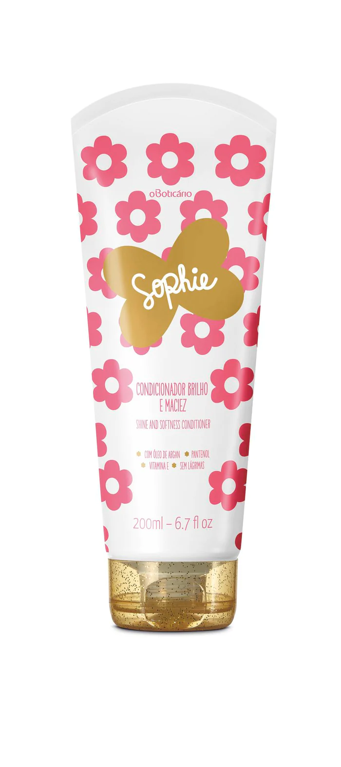 49264 CONDICIONADOR SOPHIE, 200ML Condicionador Sophie com embalagem branca decorada com flores cor-de-rosa e tampa dourada