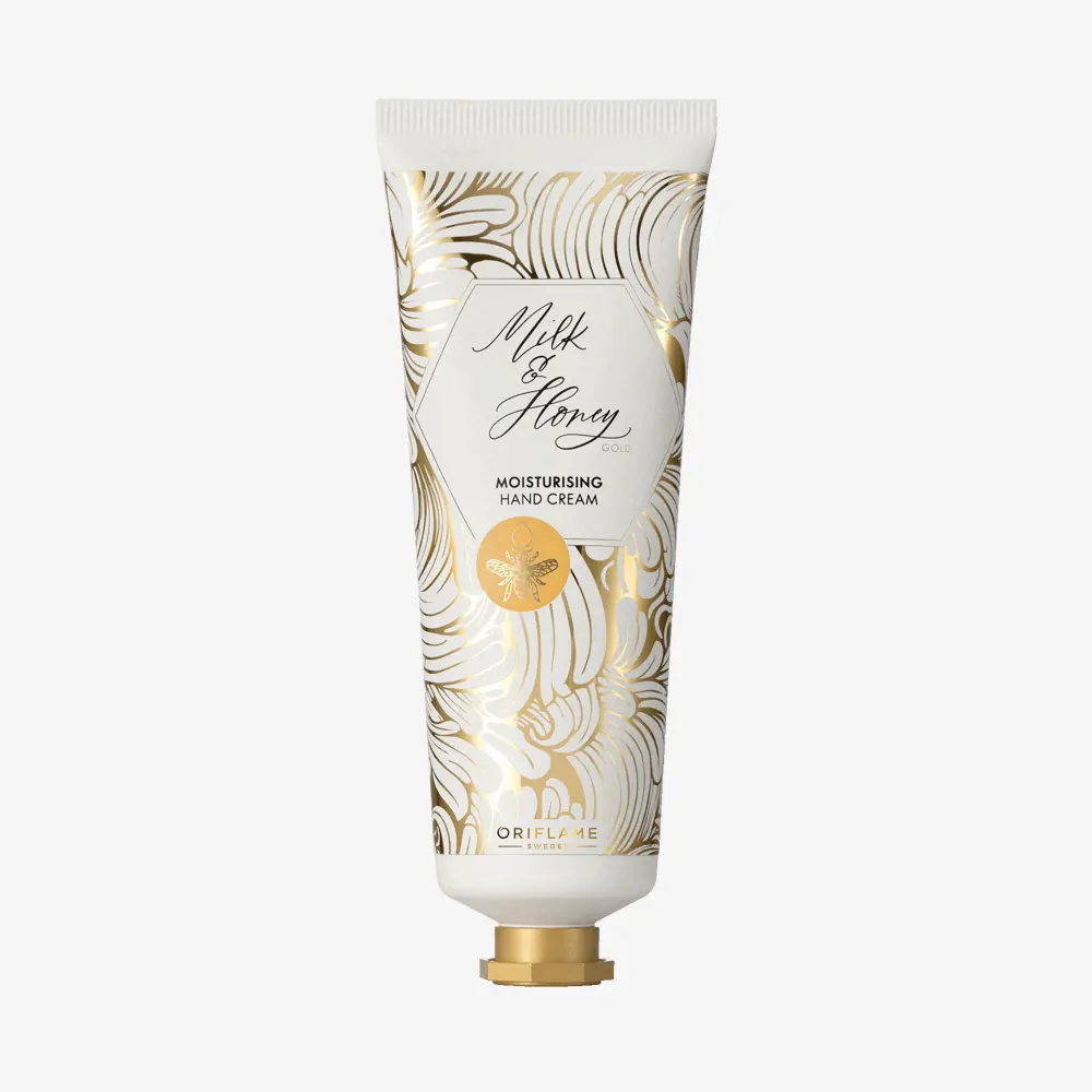 47224 Creme de Mãos Hidratante Milk & Honey Gold Creme hidratante para mãos Milk & Honey da Oriflame em embalagem branca e dourada