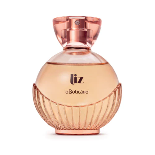 62497 LIZ EAU DE TOILETTE, 100ML Frasco de perfume Rosa com tampa lilás e textos liz oBoticário