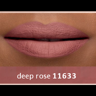Lábios pintados com batom rosa profundo mate e texto deep rose 11633