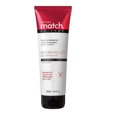Condicionador Match Science O Boticário embalagem vermelho e branco