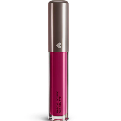 Batom líquido supermate rosa com tampa prateada