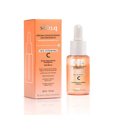 Frasco e caixa de sérum antioxidante Skin.q com vitamina C 10%