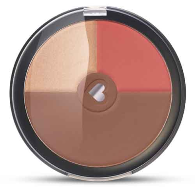 Pó compacto com quatro cores em embalagem redonda