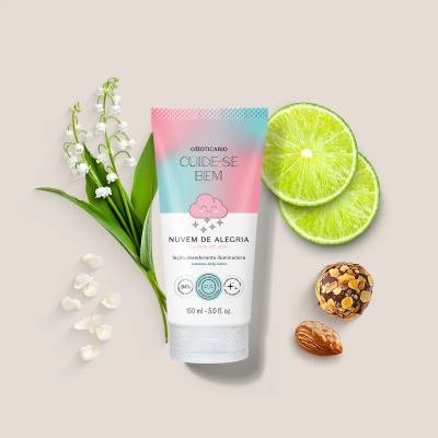 Loção desodorizante iluminadora Cuide-se Bem com flores, lima, amêndoa e cereal