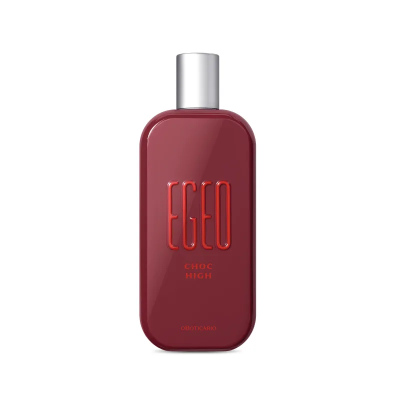 Frasco de perfume vermelho Egeo Choc High com tampa prateada