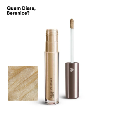 Gloss labial dourado com aplicador e texto Quem Disse, Berenice?