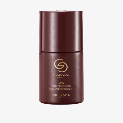 Desodorizante roll-on Giordani Gold masculino em plástico castanho escuro
