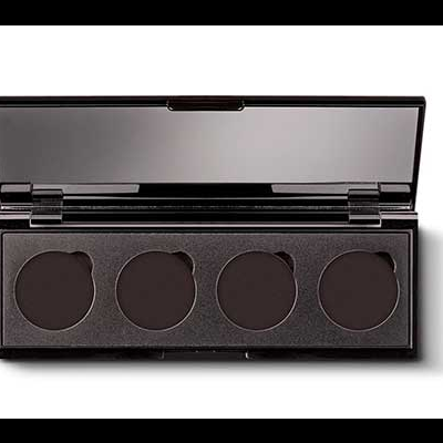 Paleta de sombras de olhos vazia preta com quatro compartimentos redondos