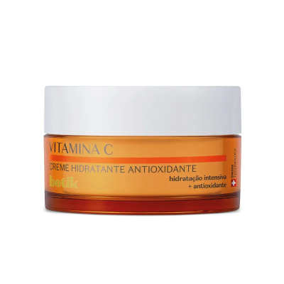 Creme hidratante antioxidante Botik Vitamina C em vidro laranja com tampa branca