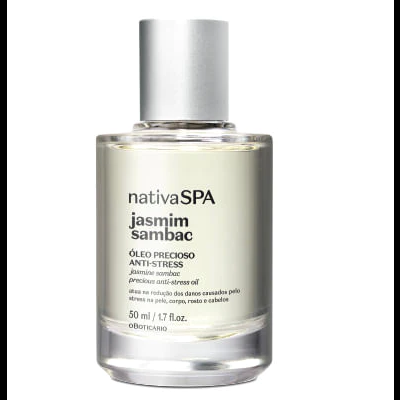 Frasco de óleo precioso nativaSPA jasmim sambac com tampa prateada