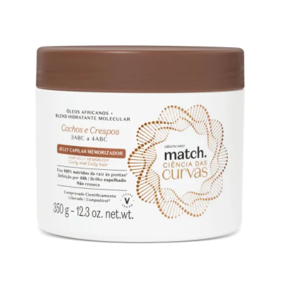 Gel hidratante para cabelos cacheados em pote branco com tampa castanha