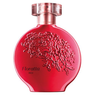 Frasco de perfume Floratta RED cor de rosa com padrão floral em relevo