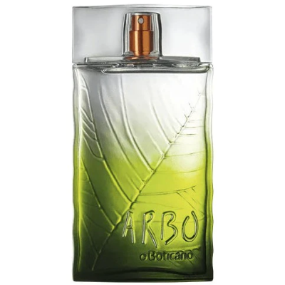 Frasco de perfume verde com relevo de folhas e tampa transparente