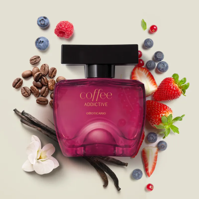 Frasco de perfume coffee ADDICTIVE com frutas, café e baunilha