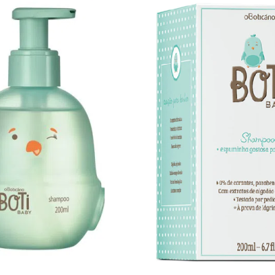 Frasco de champô BOTI BABY e embalagem
