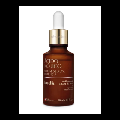 Frasco de sérum Ácido Kojico da botik com conta-gotas em fundo branco