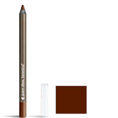 Lápis de cor castanho com tampa transparente e texto branco no corpo metálico.