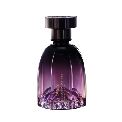Frasco de perfume todia fleur de lirio eclipse roxo e preto