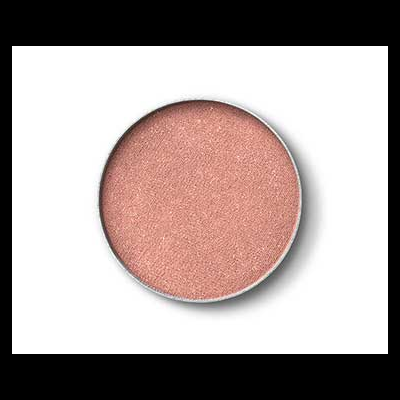 Produto redondo rosa cobre com textura brilhante em fundo branco