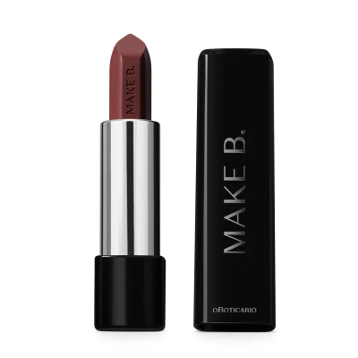 Batom MAKE B. castanho com embalagem preta