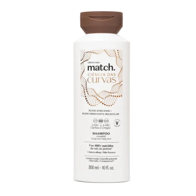 Frasco branco de plástico com shampoo match. Ciência das Curvas
