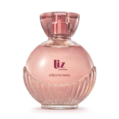 Frasco de perfume rosa com tampa e inscrições