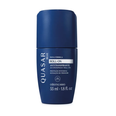 Desodorizante roll-on antitranspirante Quasar Blue em embalagem azul